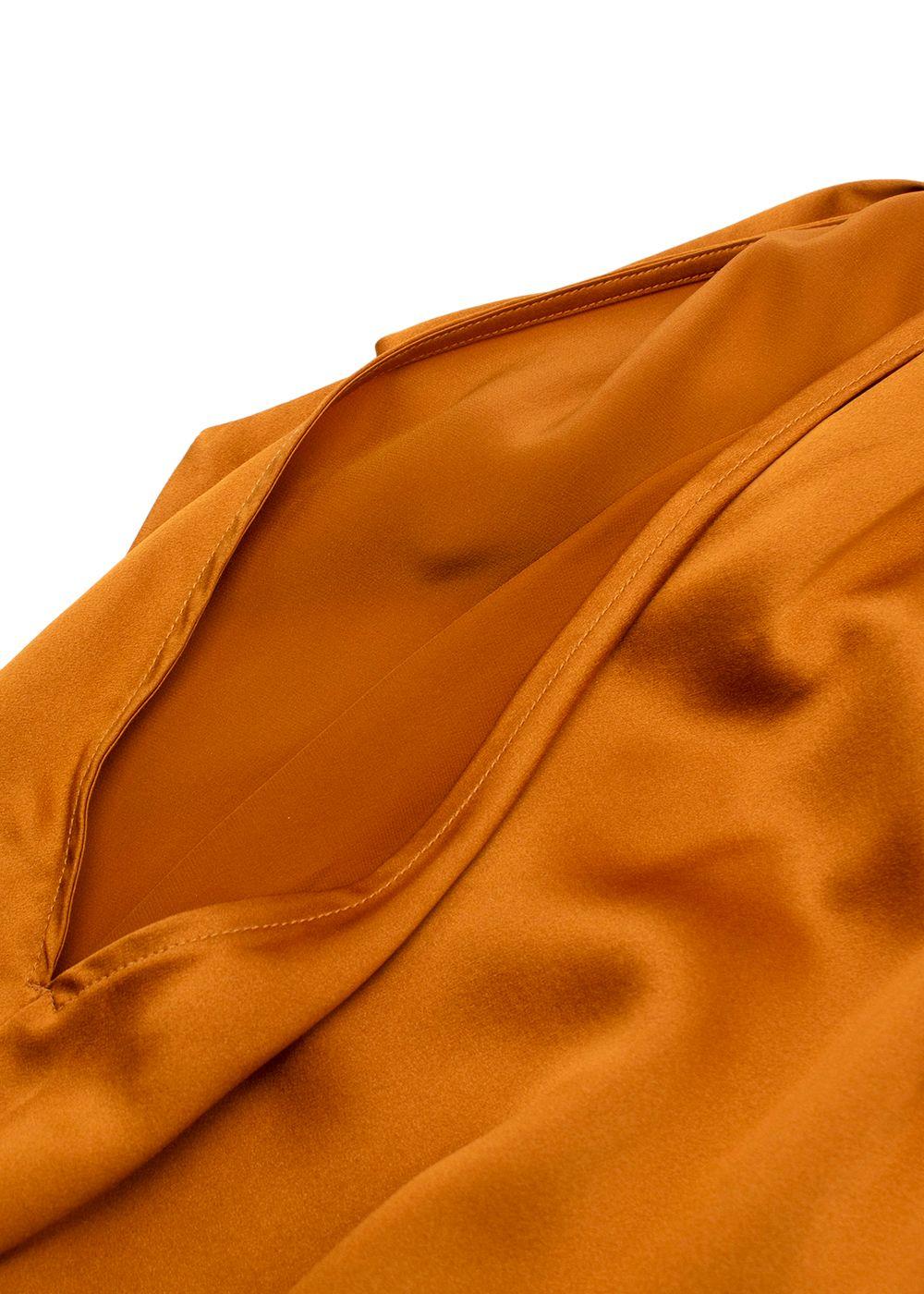 The Sei Burnt Orange Sleevless Silk Tie Blouse