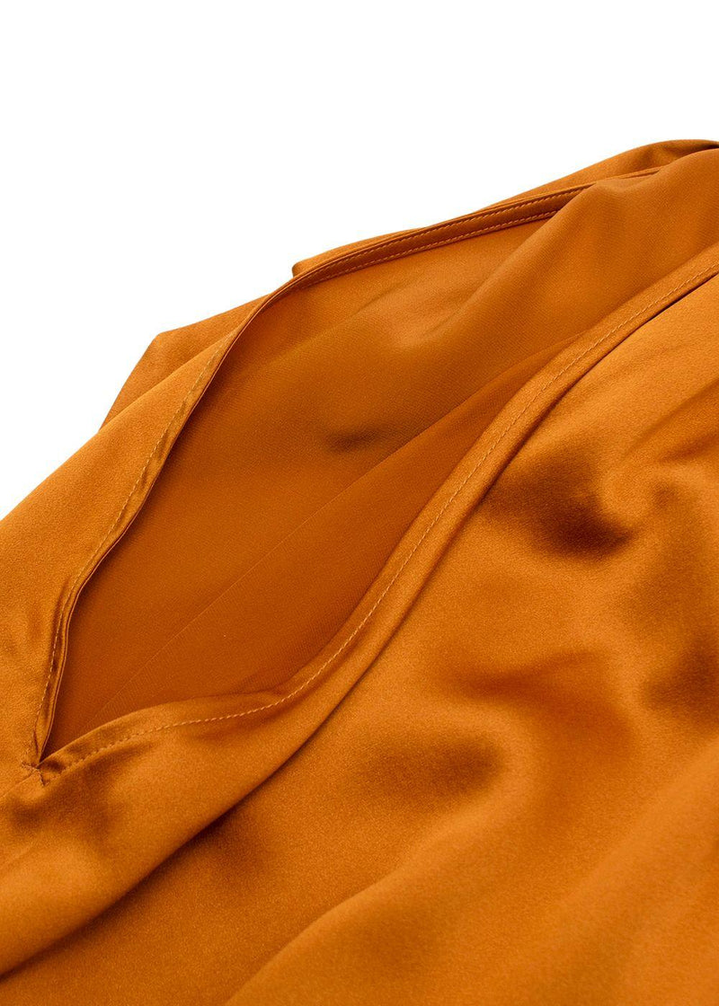 The Sei Burnt Orange Sleevless Silk Tie Blouse