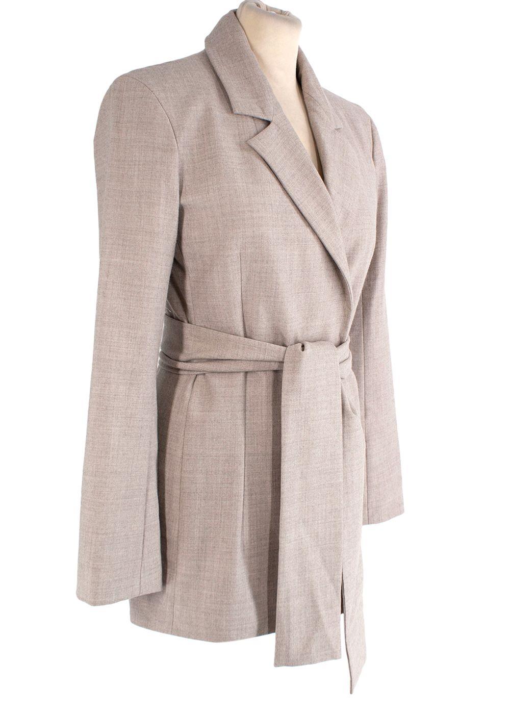 Beige Wool Tailored Jacket and Trousers Set