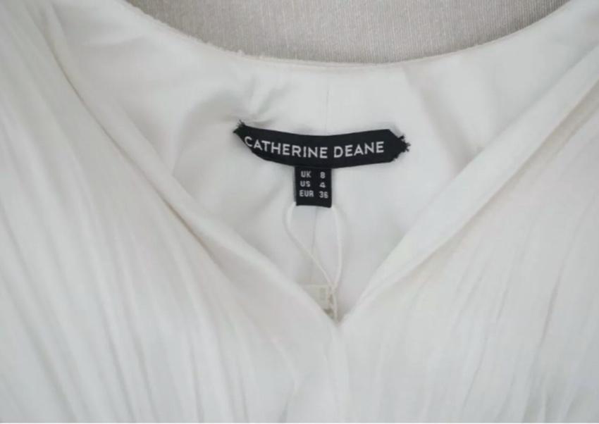 Catherine Deane White Tulle Pleated Wedding Gown