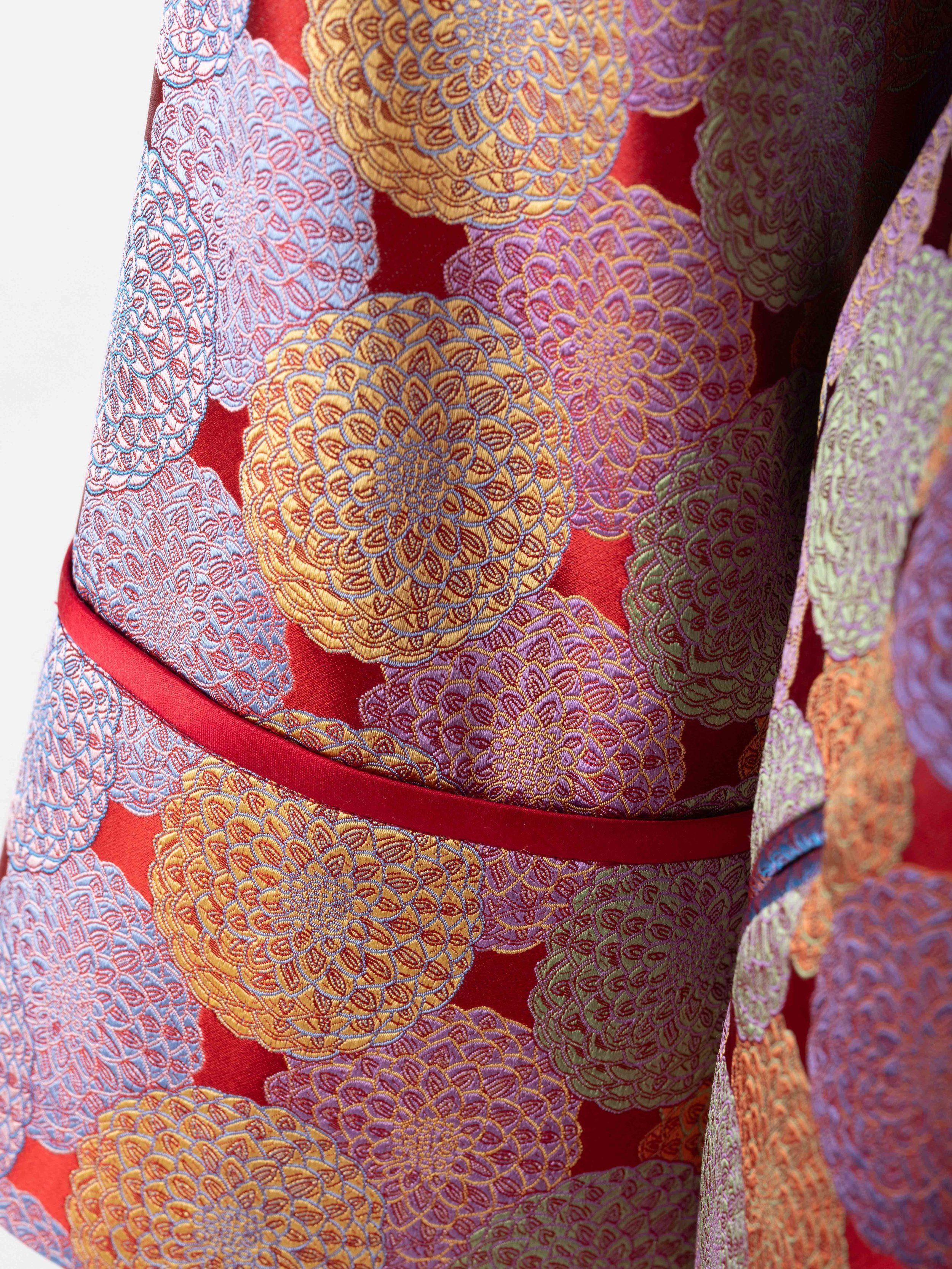 Daniel Hanson Red Dahlia Silk Jacquard Robe