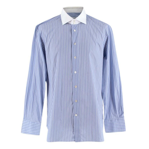 Emanuele Maffeis Blue Cotton Long Sleeve Tailored Shirt