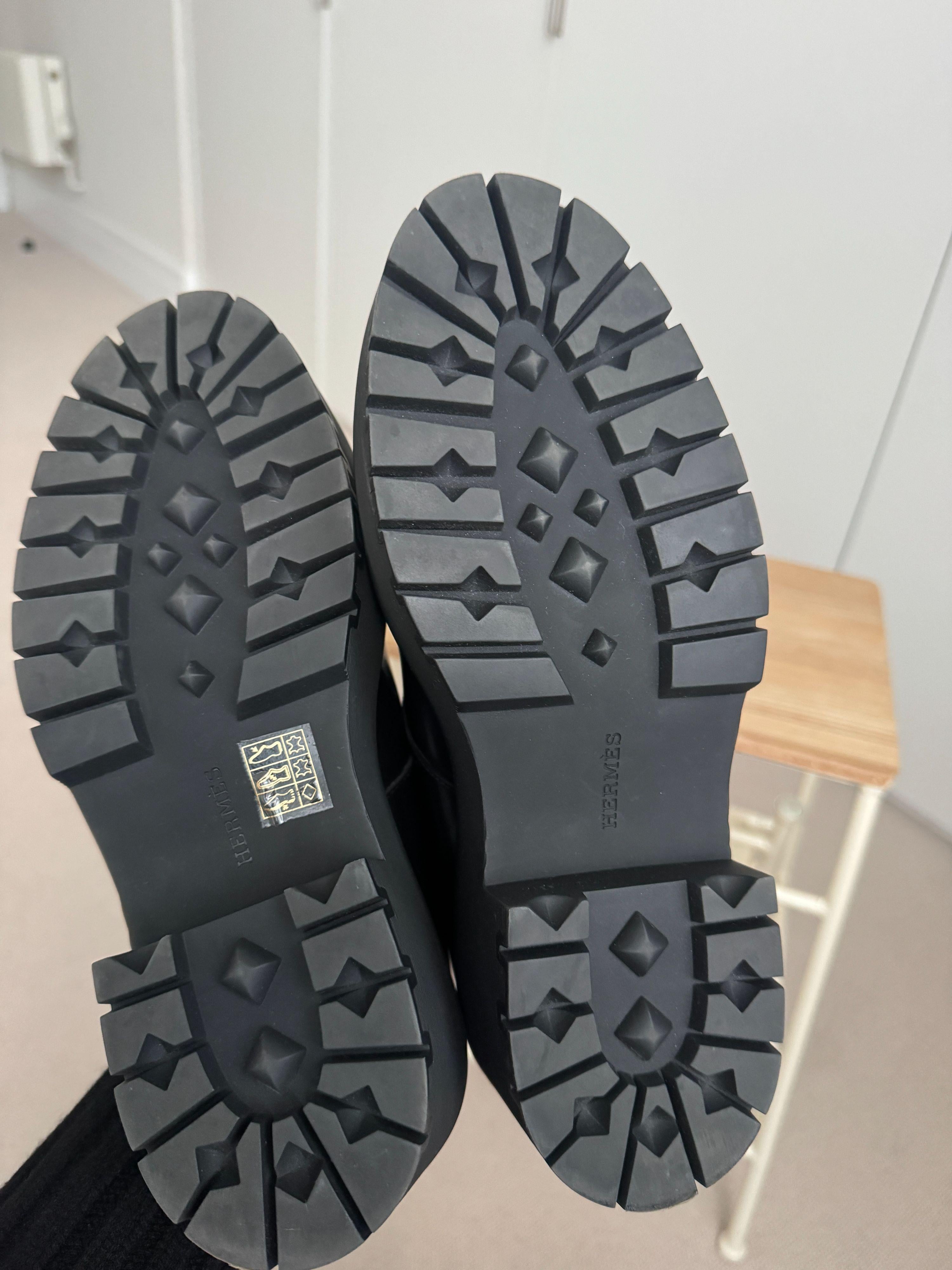 Hermes Black Leather Richelieus Hoxton  Platform Mary Janes