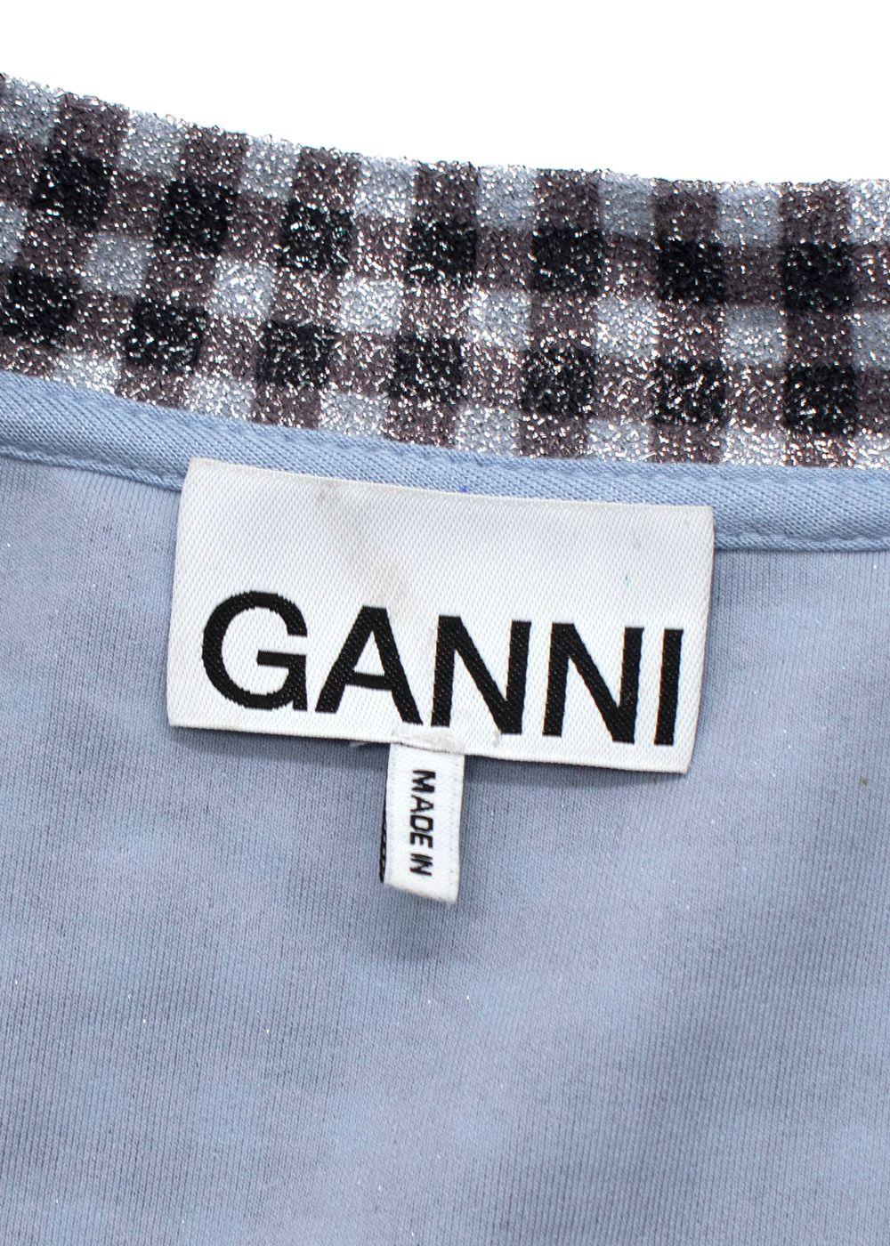 Ganni Metallic Gingham Cardigan