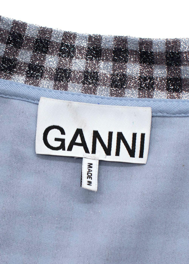 Ganni Metallic Gingham Cardigan