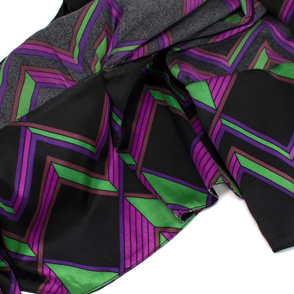 Diane Von Furstenberg Purple Geometric Print Pussy-bow Silk Blouse