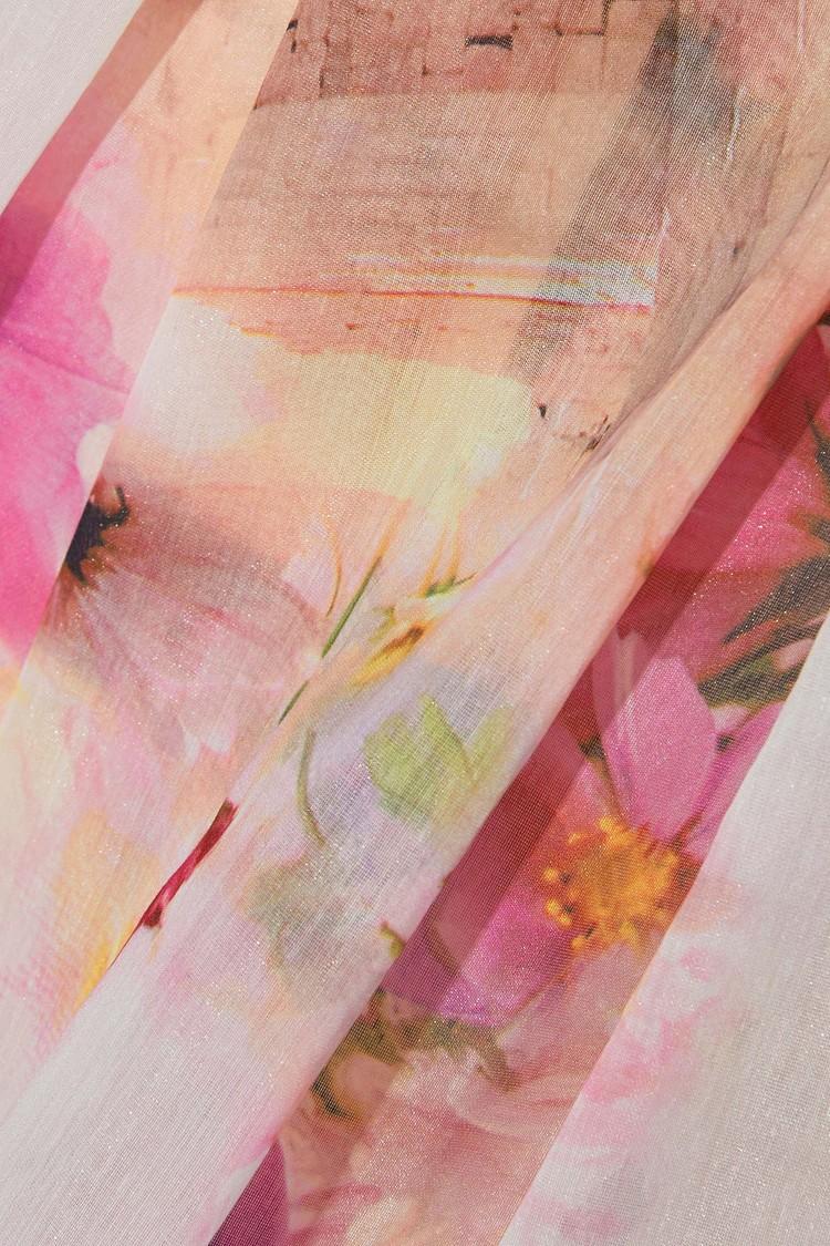Mikael Aghal Organza Floral Print Dress