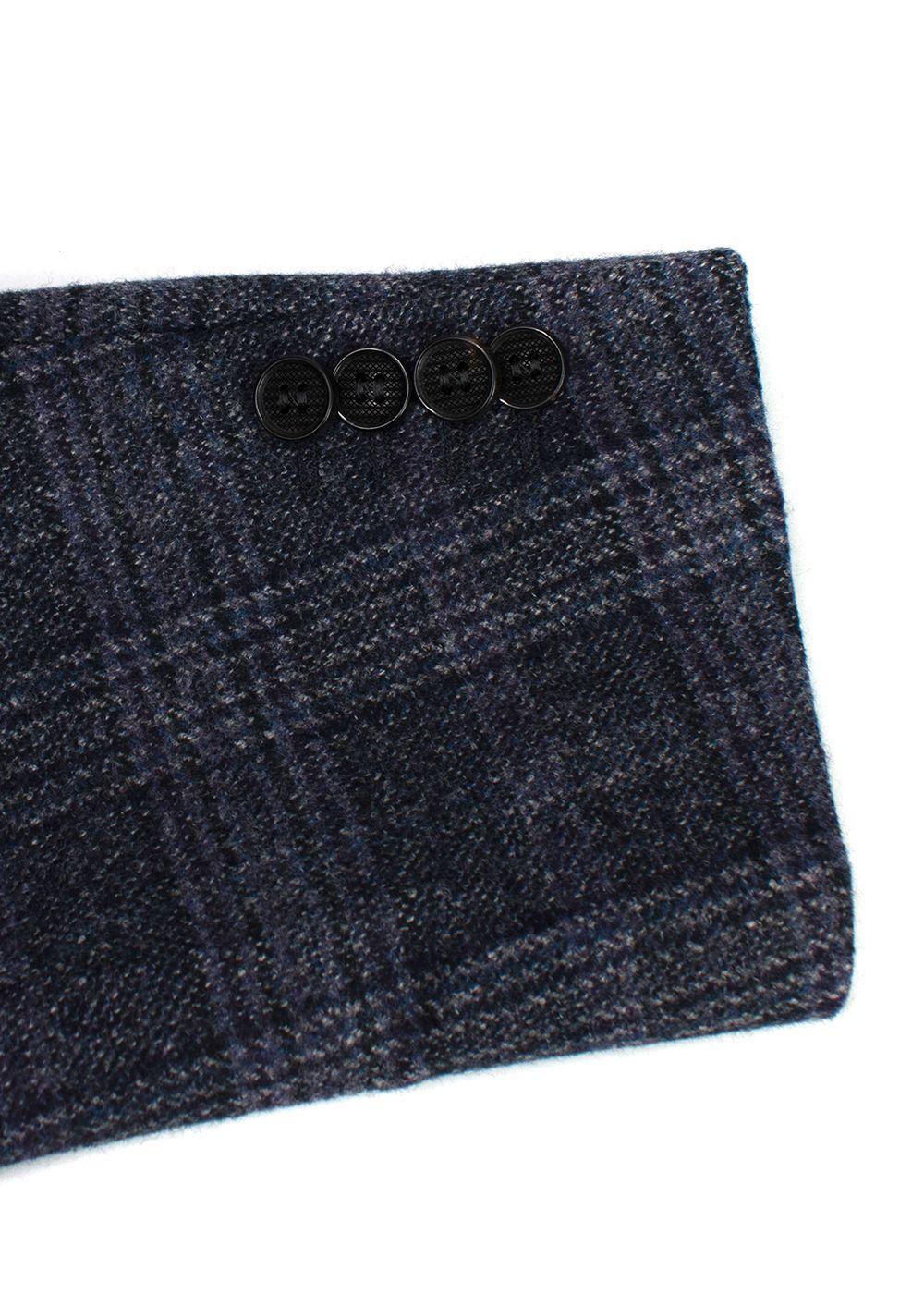 Canali Navy Check Kei Longline Coat