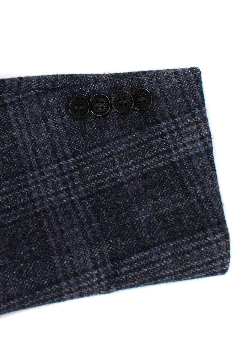 Canali Navy Check Kei Longline Coat