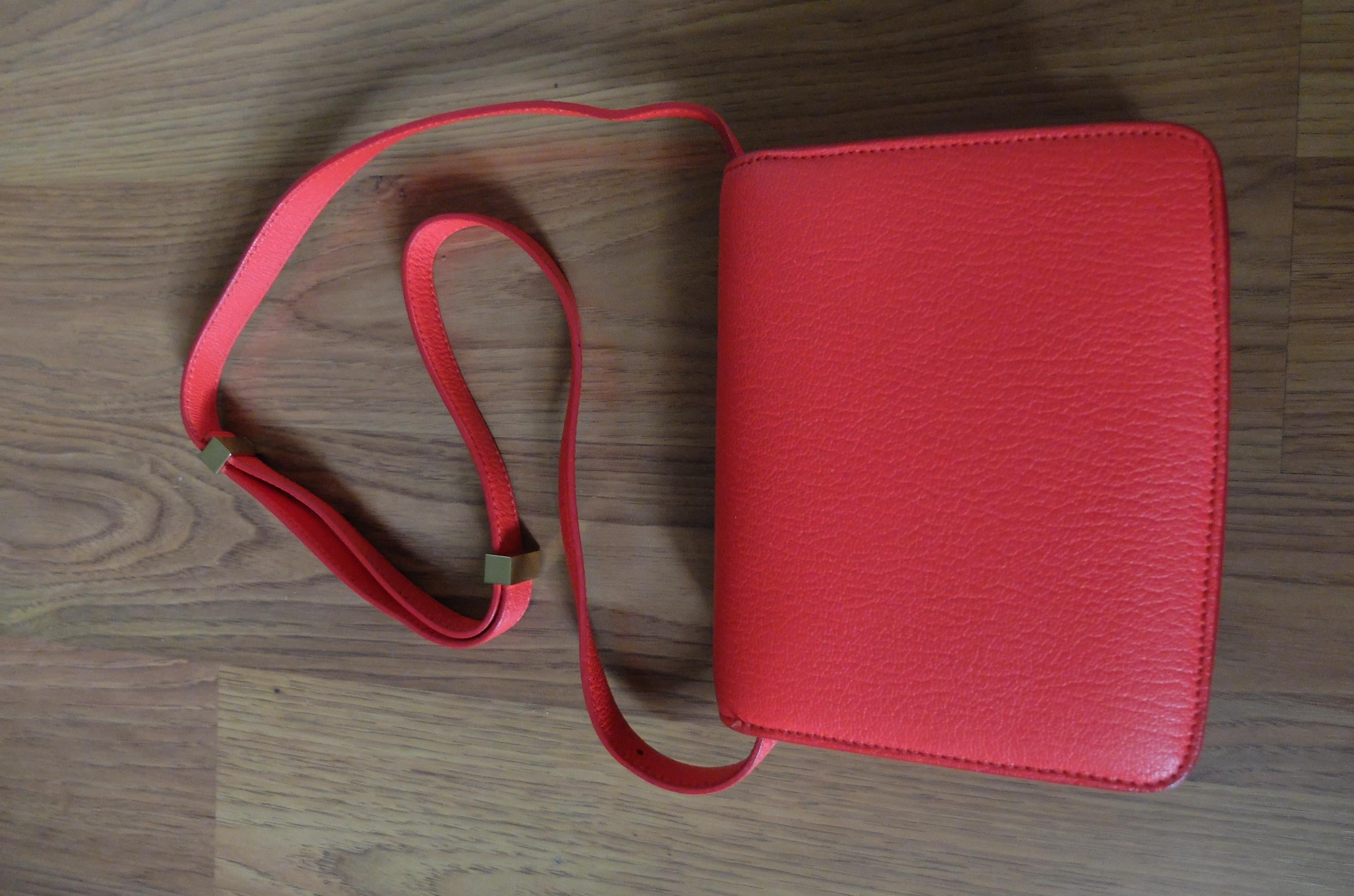 Celiné Red Leather Classic Mini Box Bag