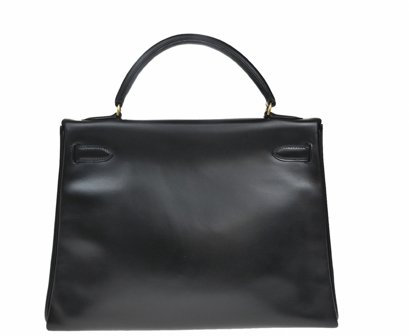 Hermes Black Kelly With Gold Hardware 32Cms