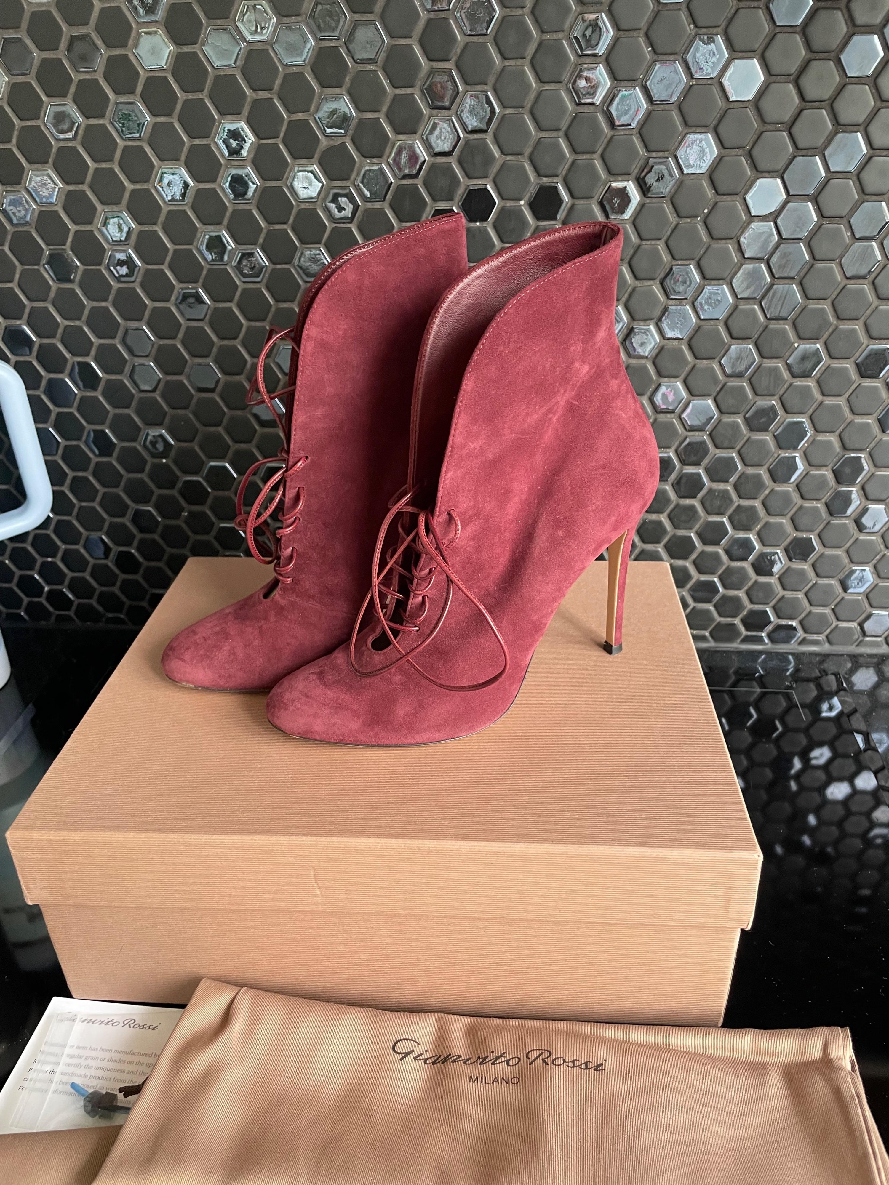 Gianvito Pink Suede Ankle Boots