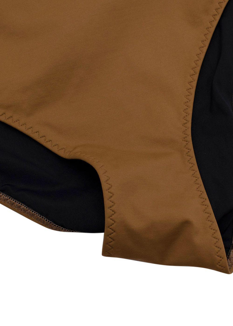 Brown Cutout Swimsuit