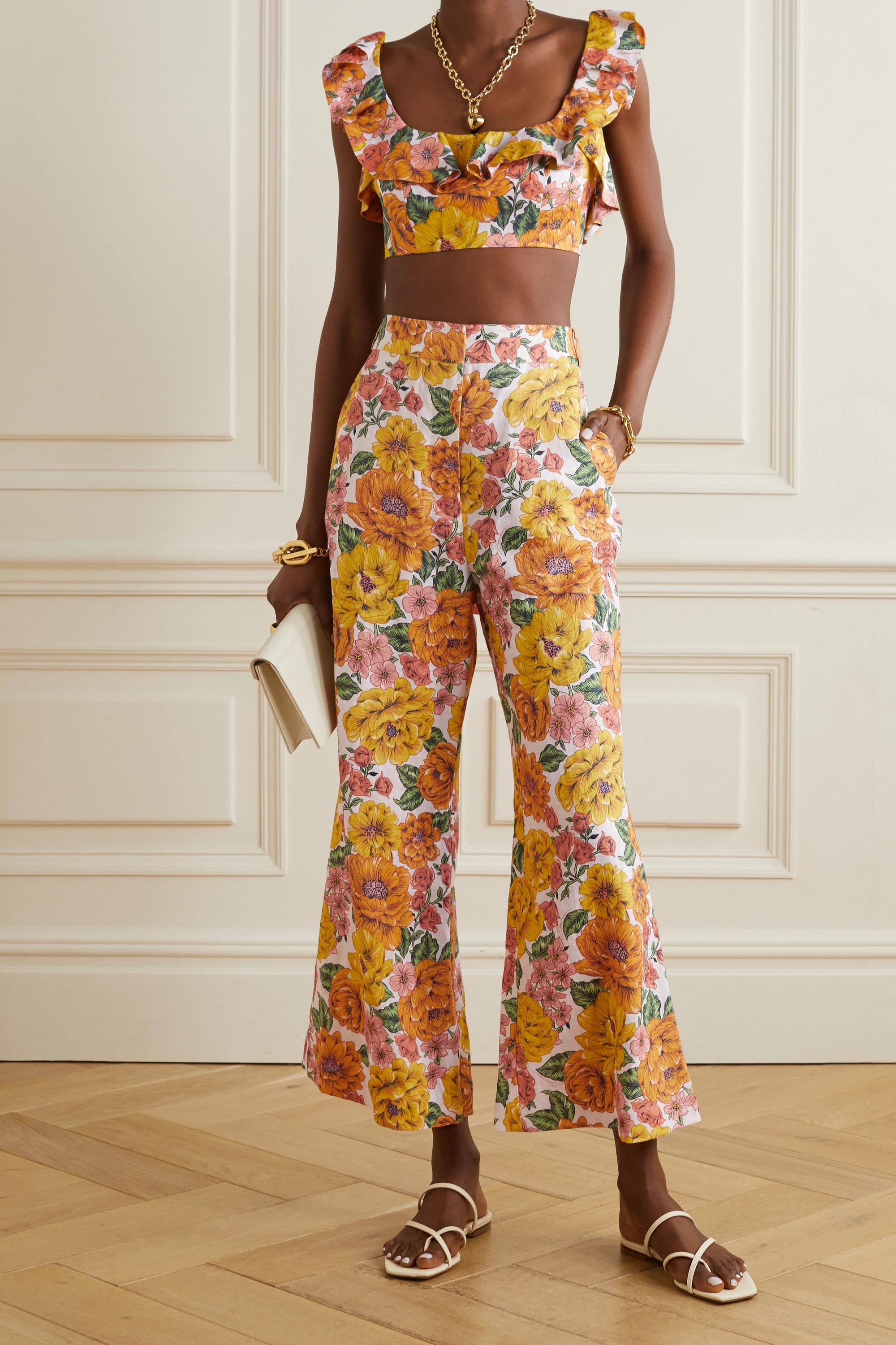 ZIMMERMANN Poppy Floral Print Flared Trousers