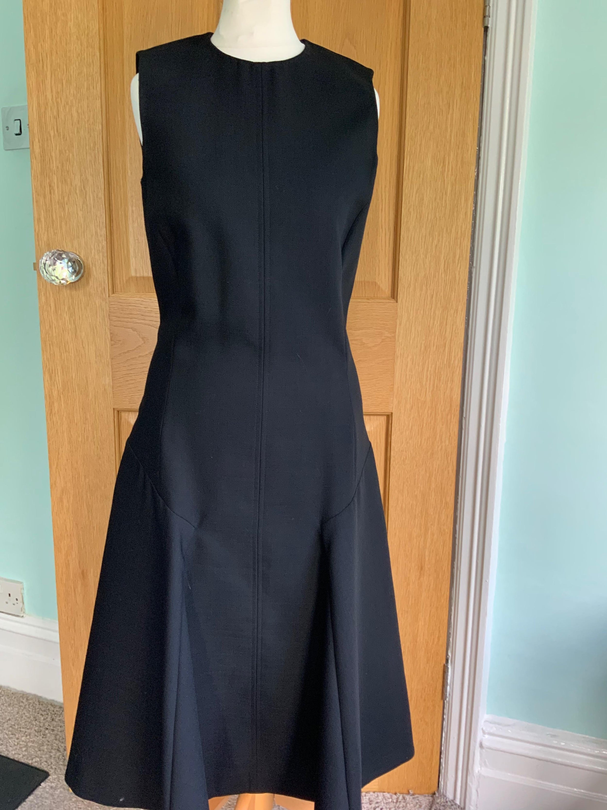 Black wool-twill Jackson pleated dress