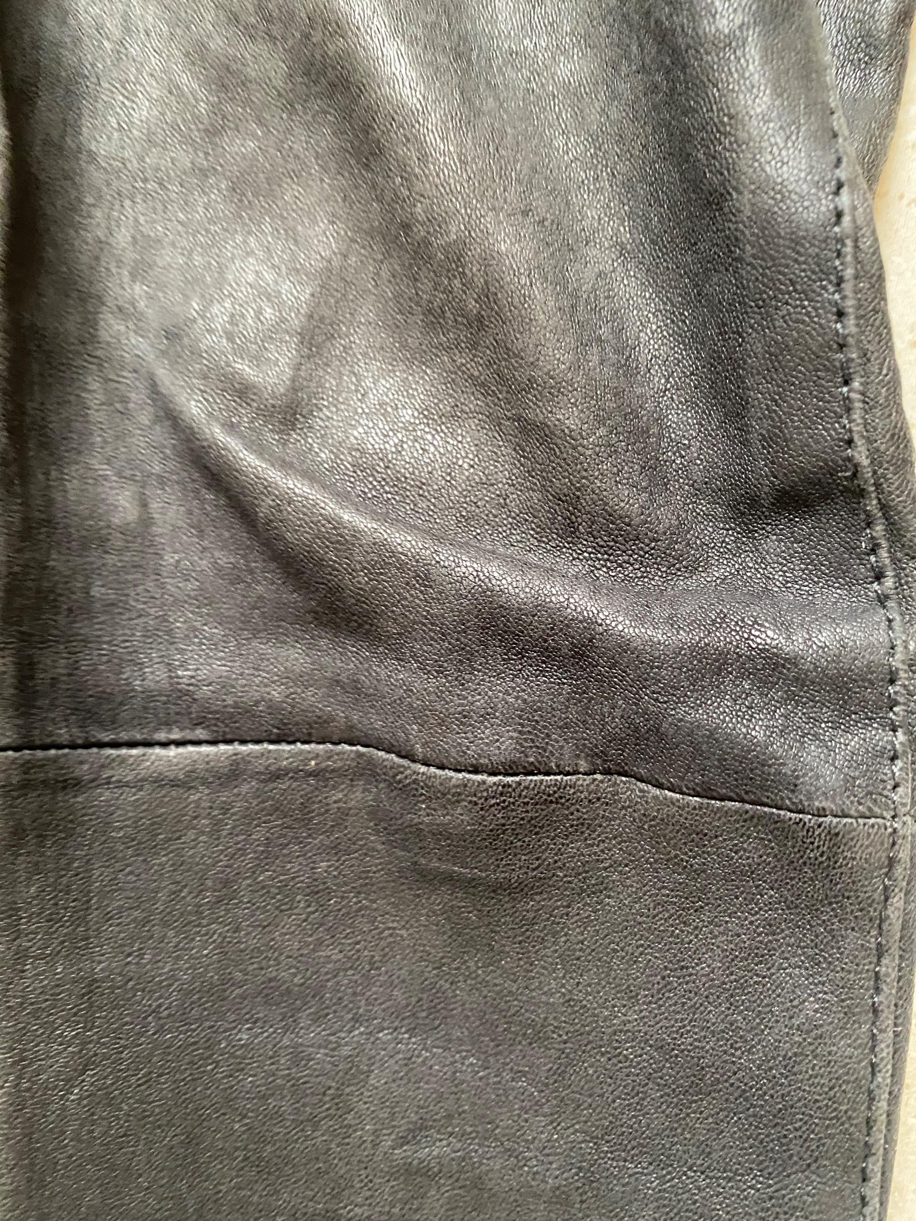 Grey Stretch Leather Trousers
