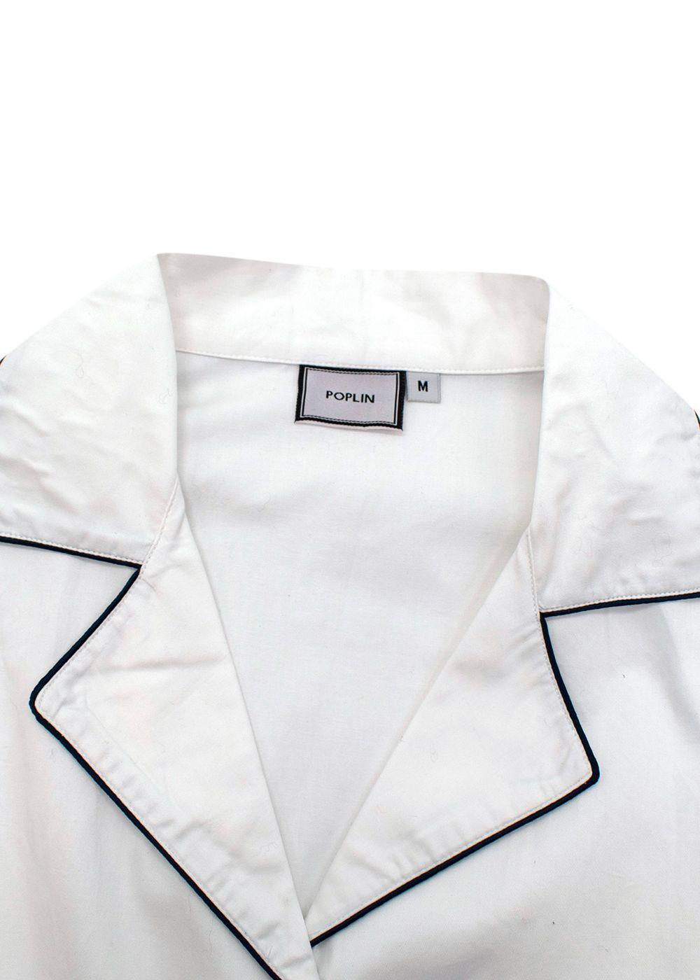 Poplin White Navy Trimmed Shirt