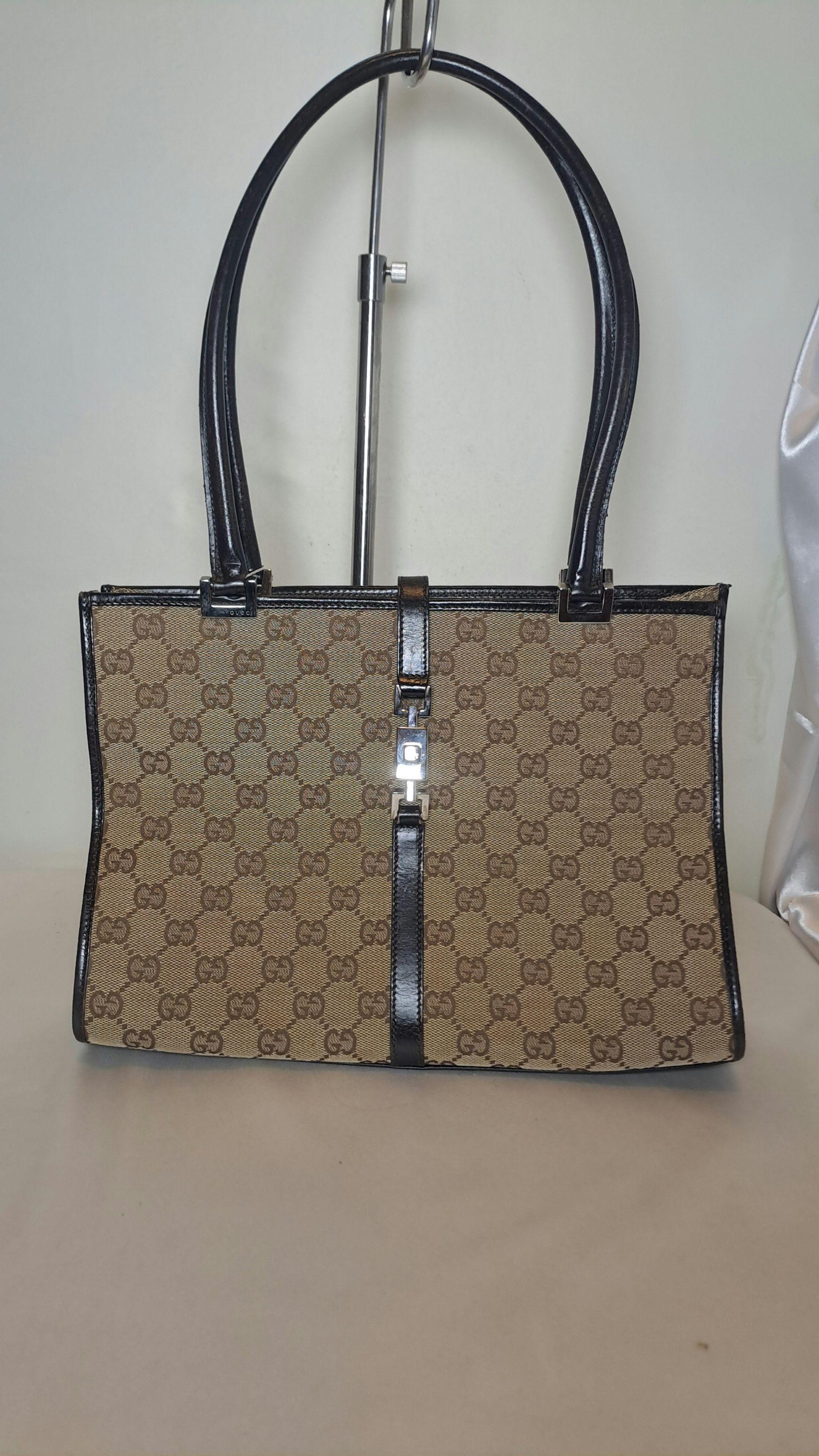Gucci Vintage Brown Monogram Jackie Shoulder Bag