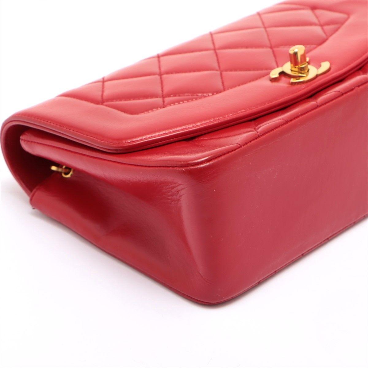 Red Lambskin Quilted Diana Flap Bag