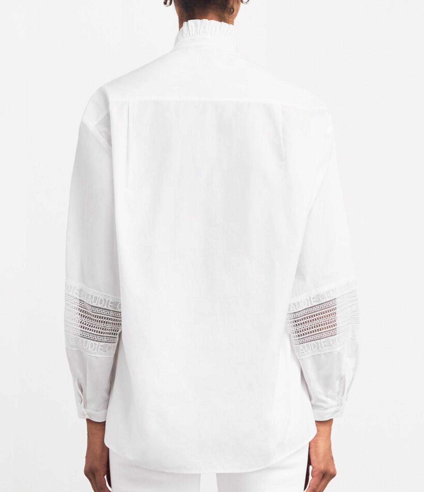 Claudie Pierlot Cotton Broderie Anglaise-Trim Shirt