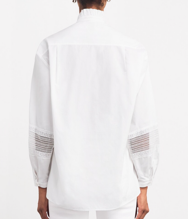 Claudie Pierlot Cotton Broderie Anglaise-Trim Shirt
