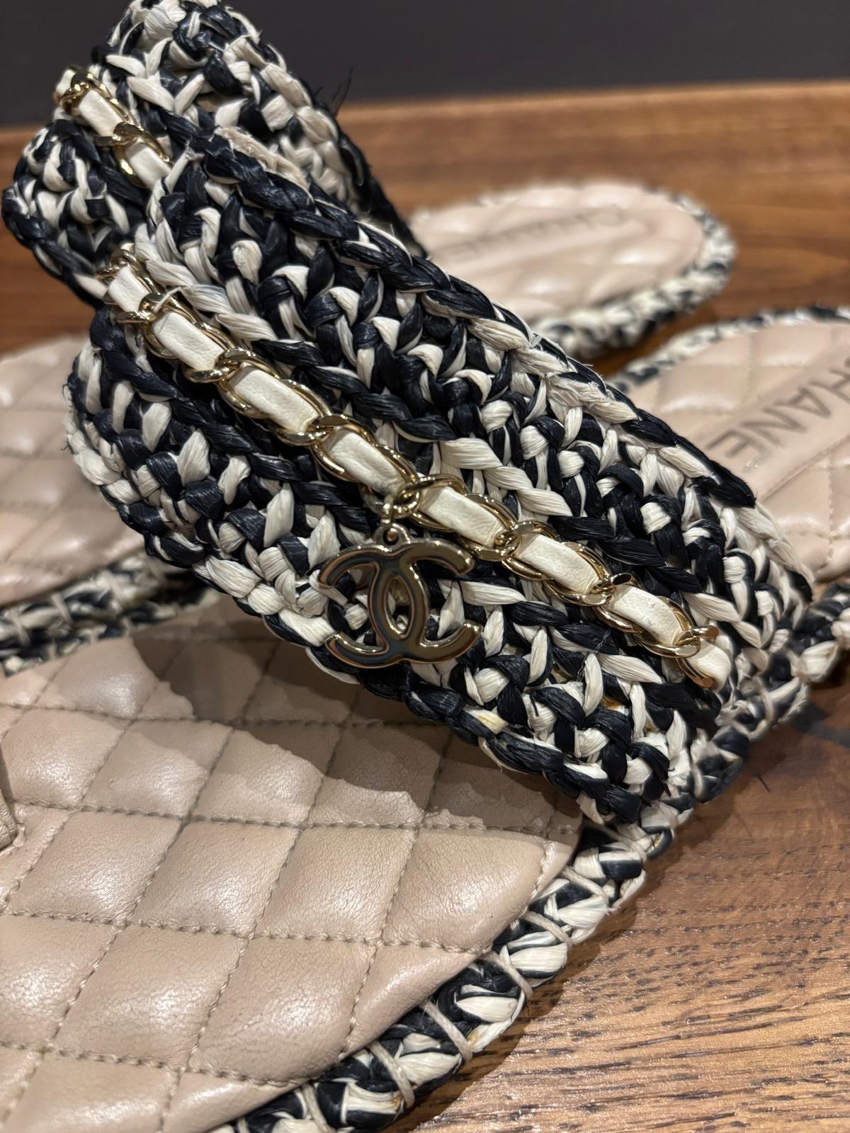 Chanel Tweed Thong Sandals