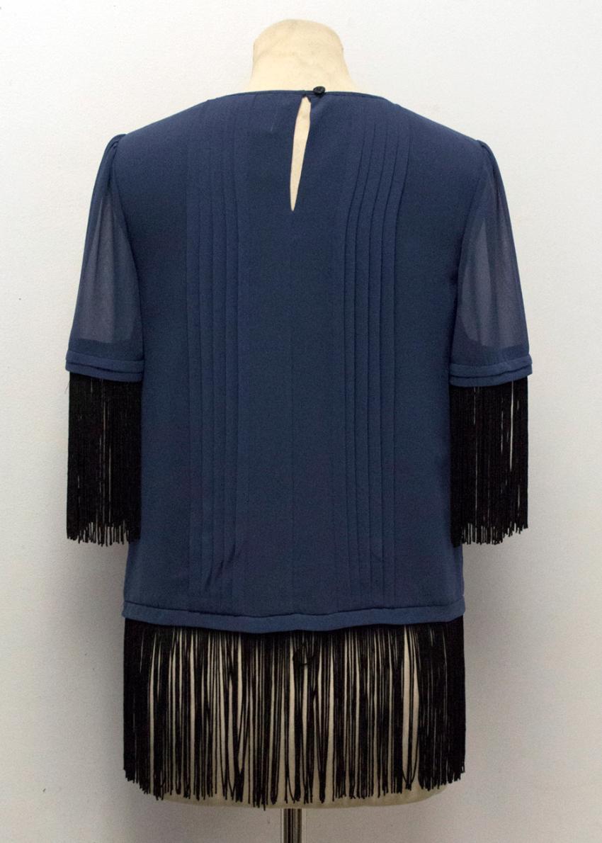 Alice by Temperley Navy Fringed Blouse