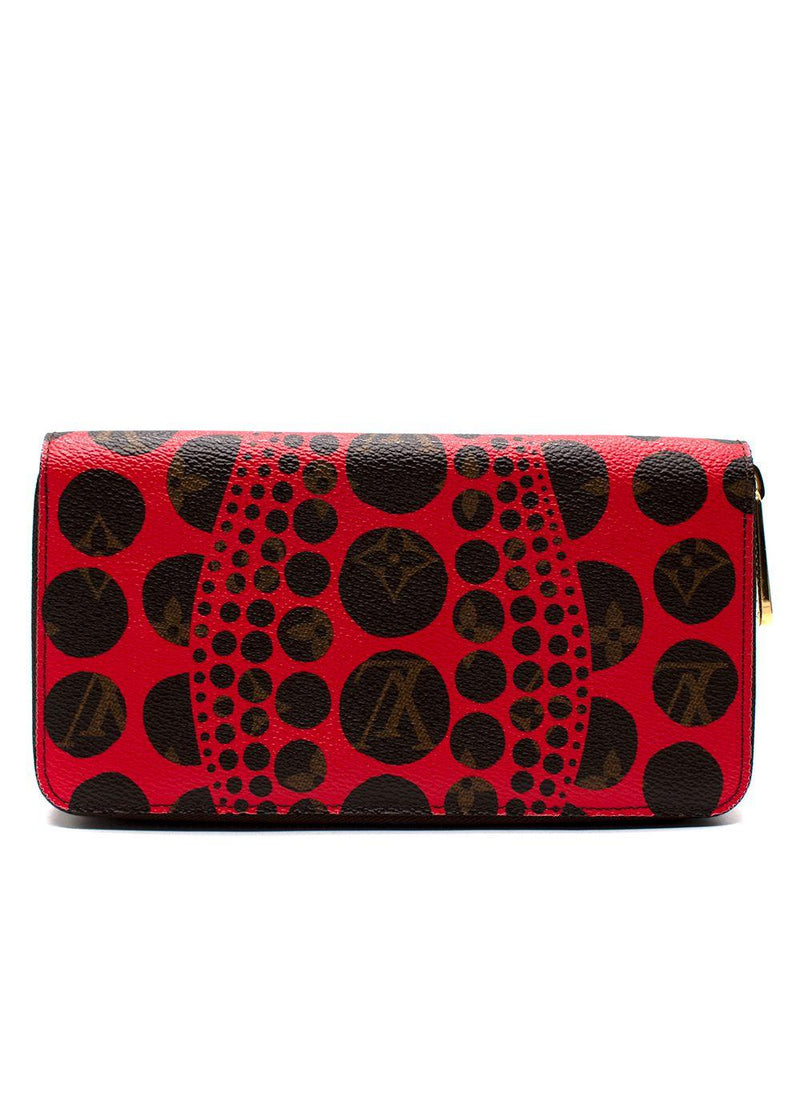 Louis Vuitton Red Monogram Kusama Pumpkin Dots Zippy Wallet