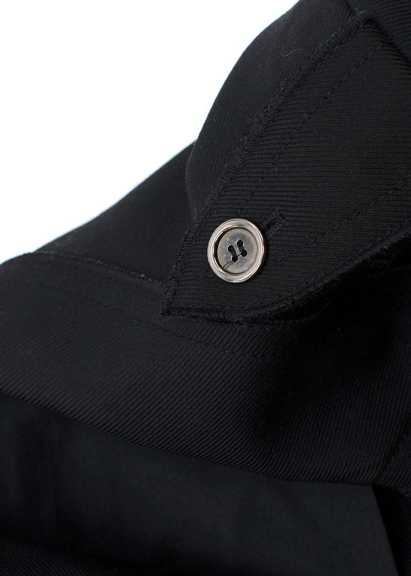 Dolce & Gabbana Black Belted Pure Wool Double Breasted  Trench Coat