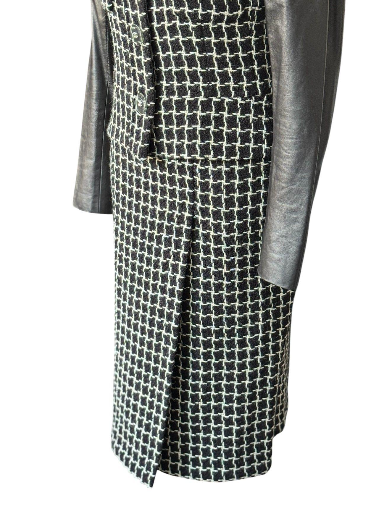 Chanel Checked Suit With Leather Sleeves
