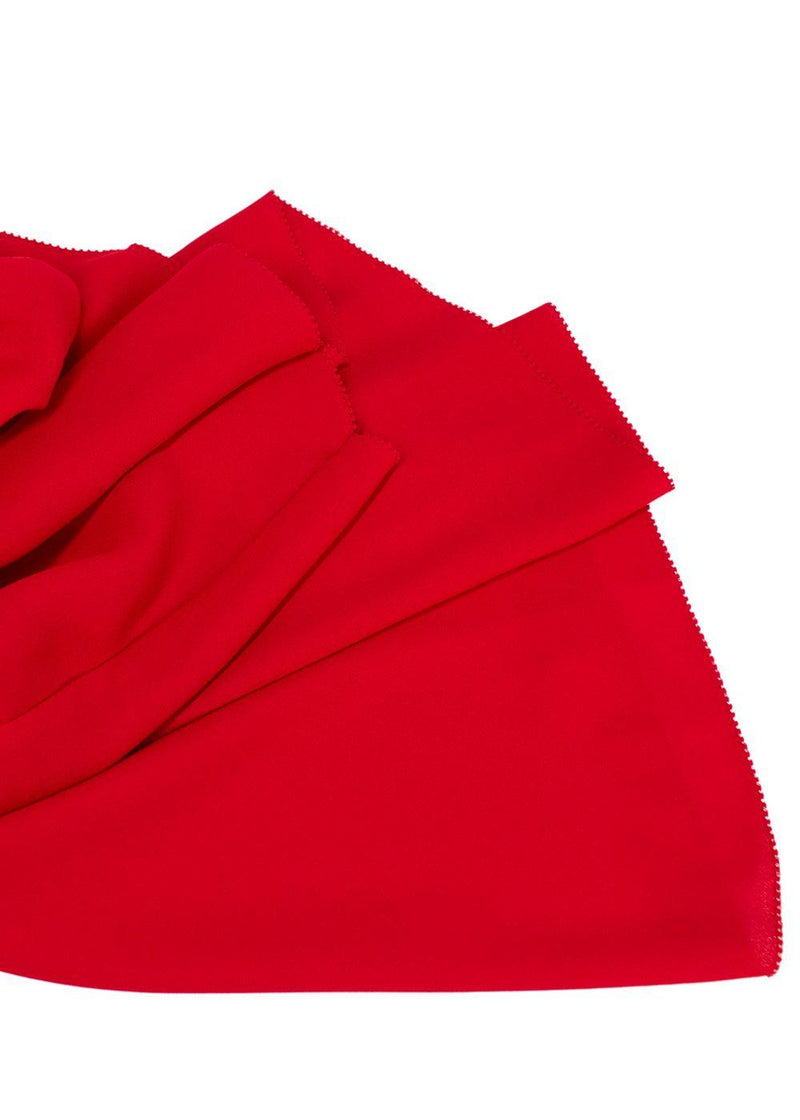Mikael Aghal Red Cape Sleeve Midi Dress