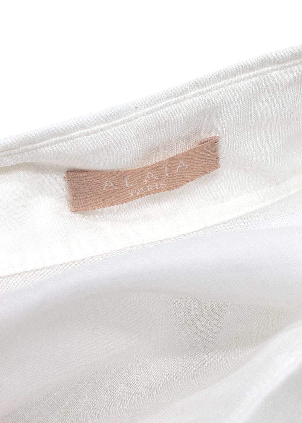 Alaia White Fine Cotton Frilly Blouse
