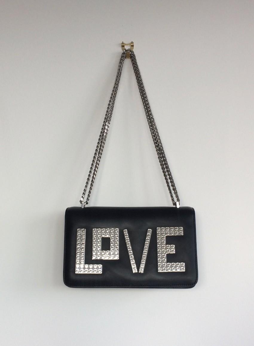 Les Petite Joueurs Black LOVE Plate Shoulder Bag