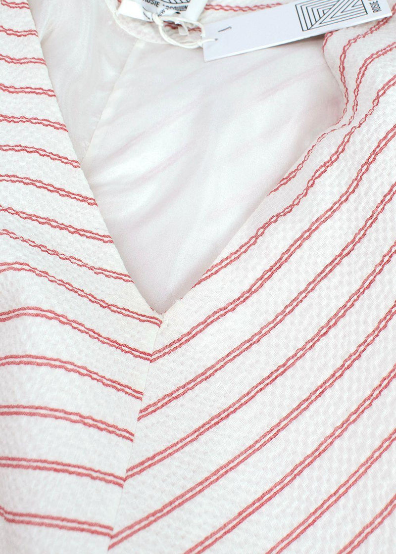 Rosie Assoulin White and Red Striped Dress