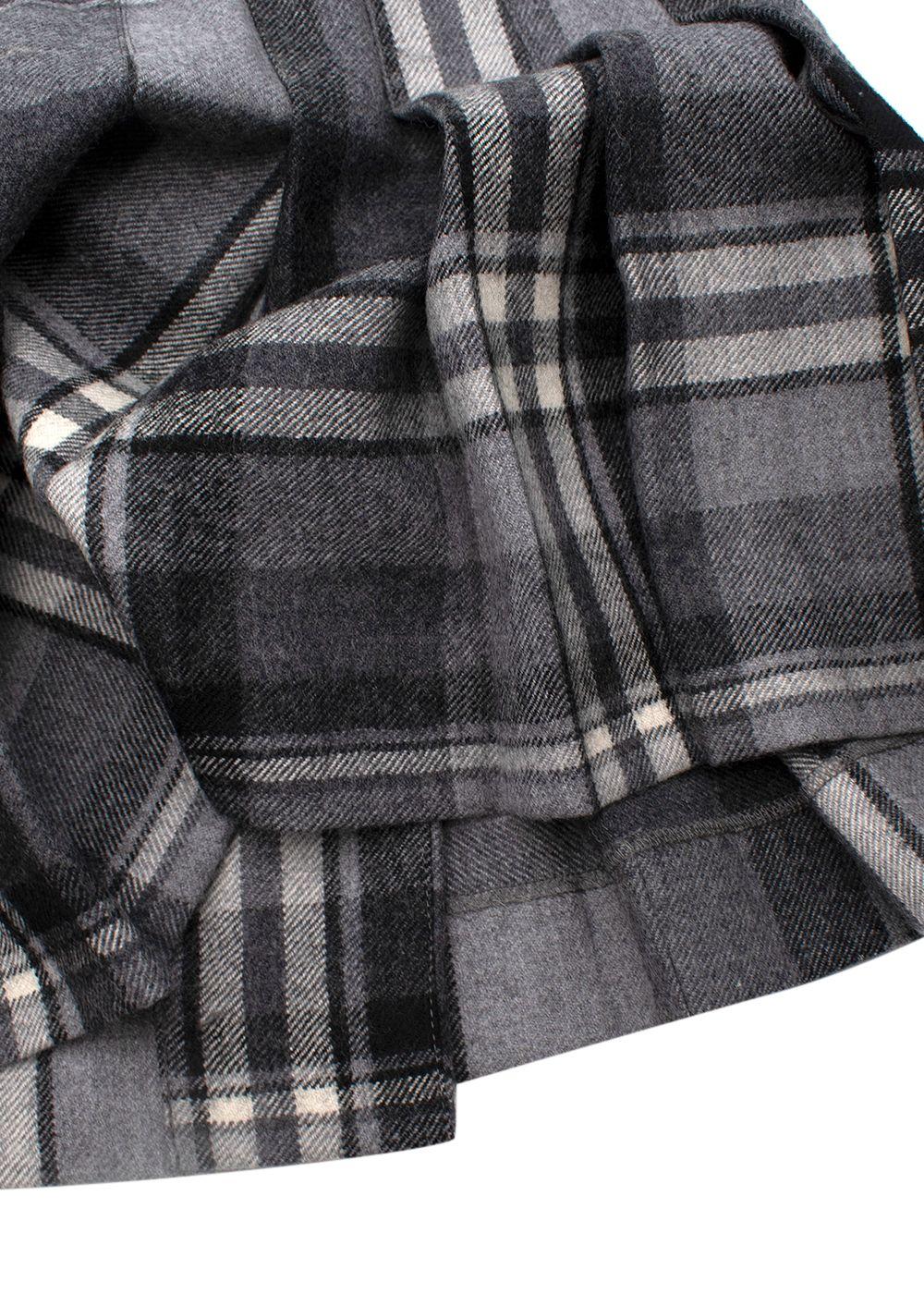 Grey Wool Box Pleated Skirt