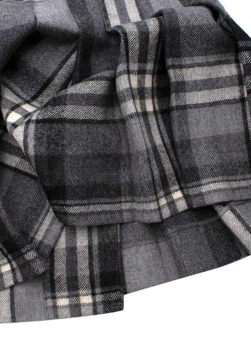 Grey Wool Box Pleated Skirt