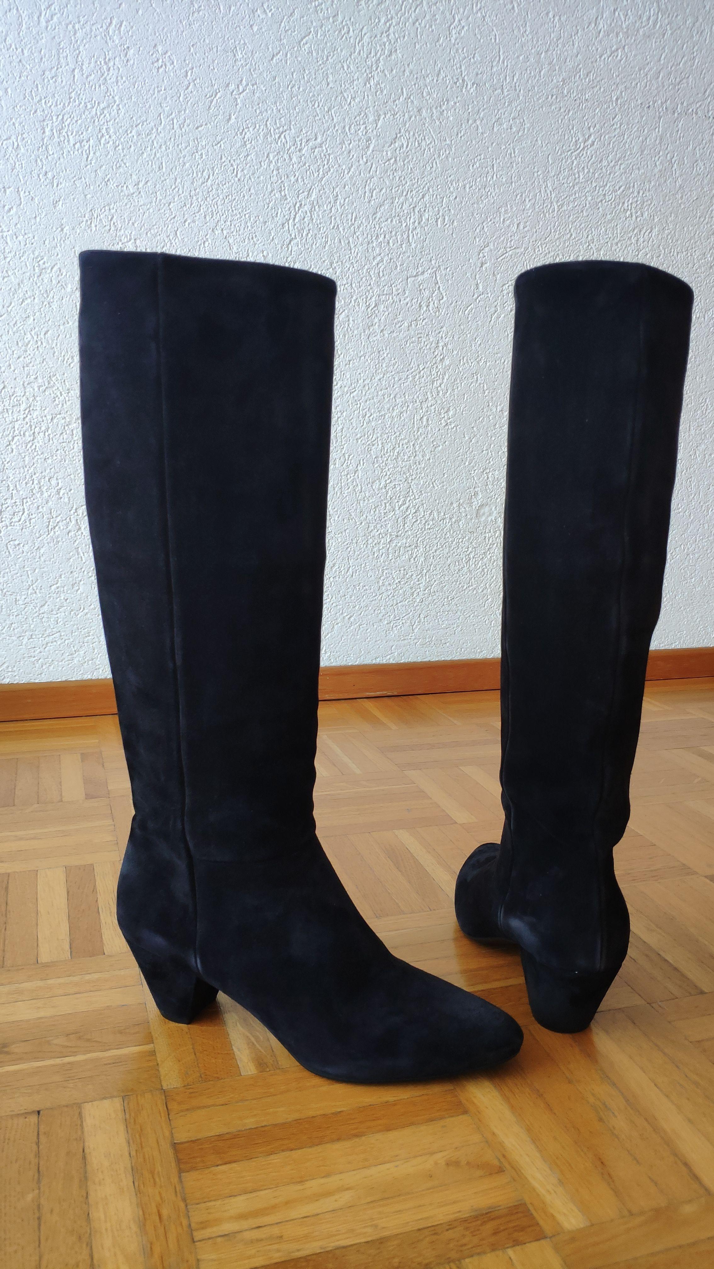 black suede long boots