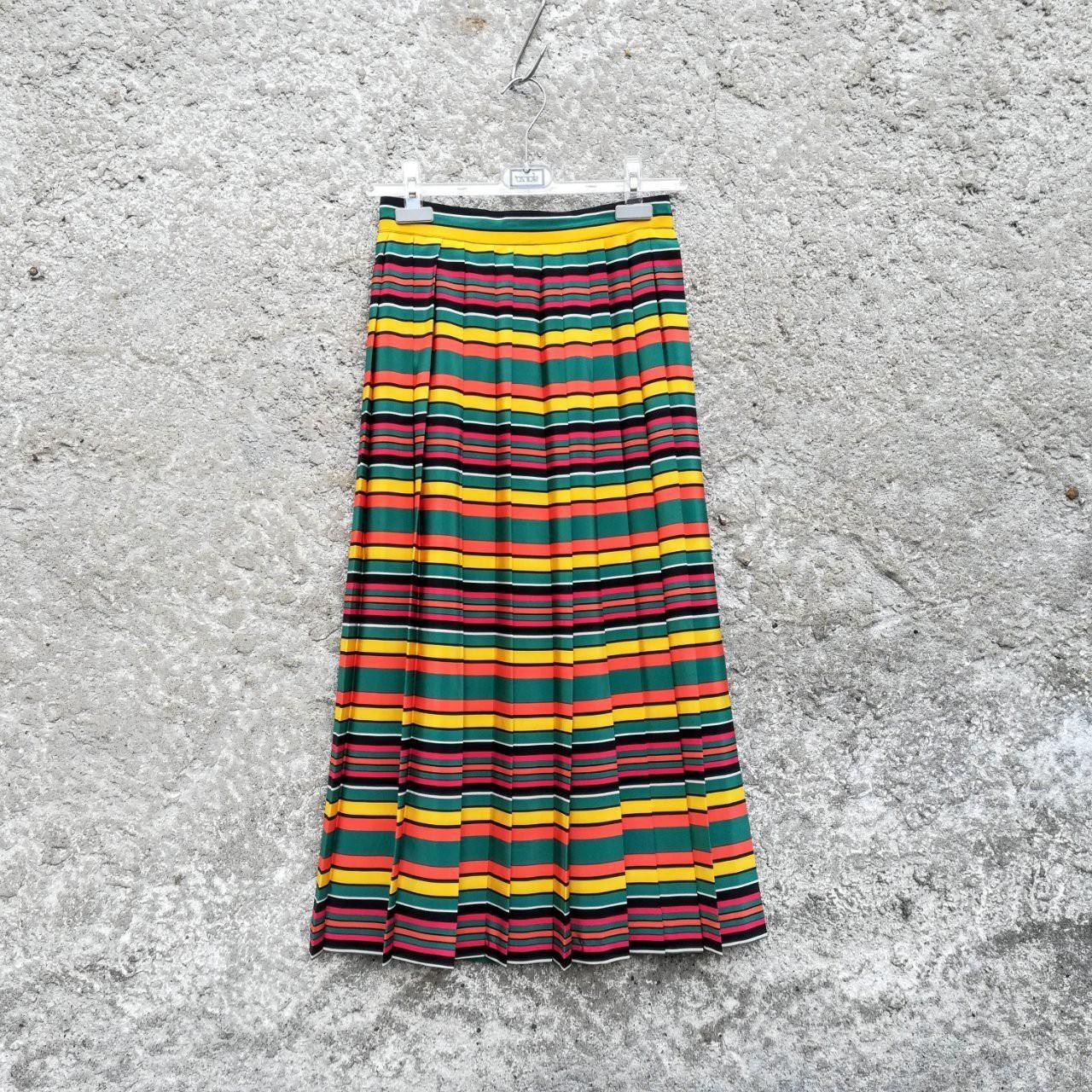 Multicolour striped crepe pleated skirt