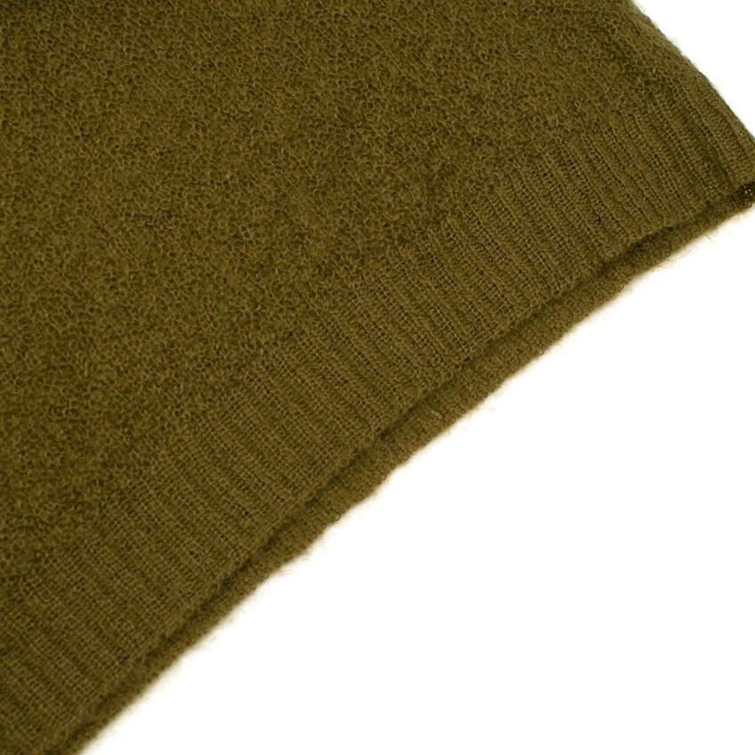 Prada Khaki Semi Sheer Mohair Blend Knit Top