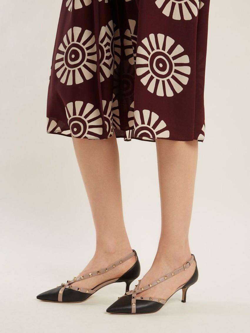 Valentino Rockstud Cross Strap Leather D'orsay Shoes