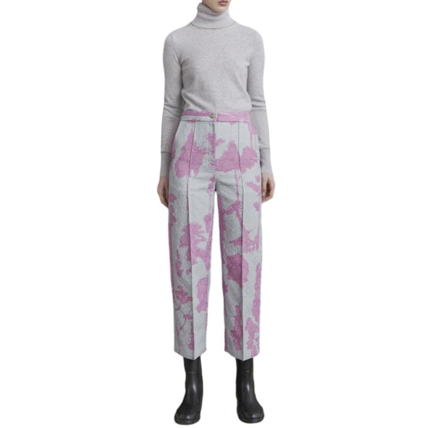 Chalayan Tree Print Wide Leg Crepe Cropped Pants