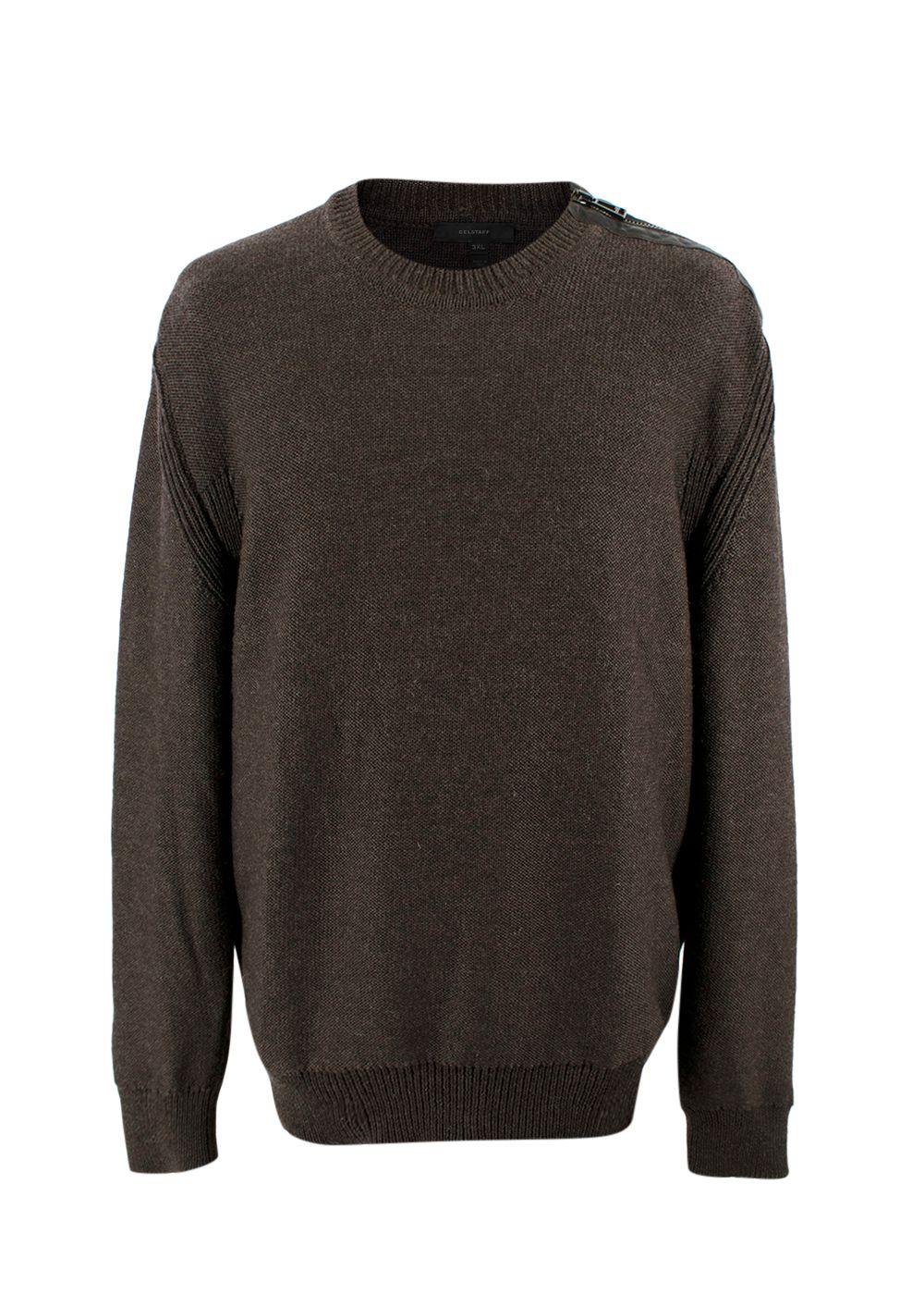 Belstaff Brown Zipped Shoulder Wool Jumper