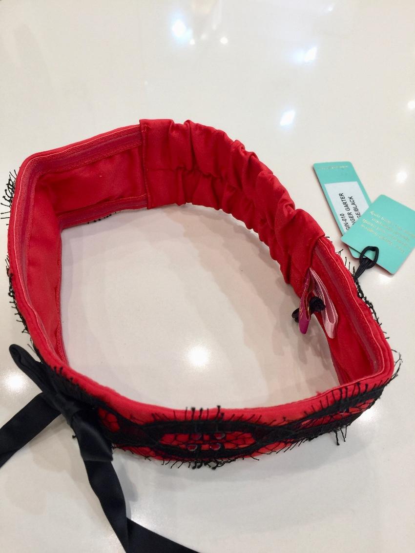 Spoylt Couture Rouge Satin & Leavers Lace Garter