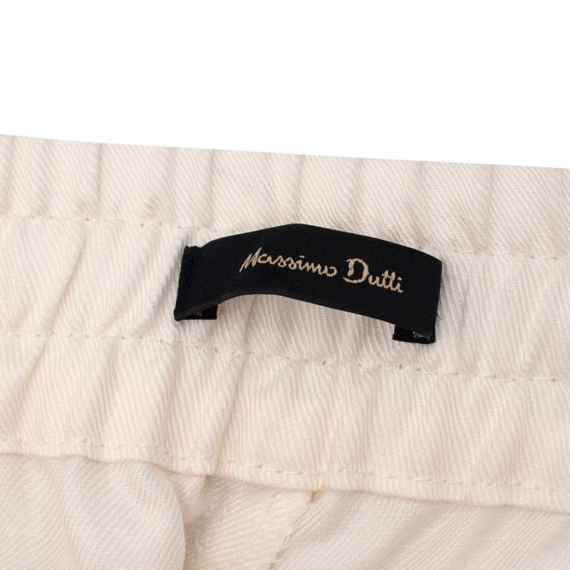Massimo Dutti Cream Twill Wide Leg Trousers