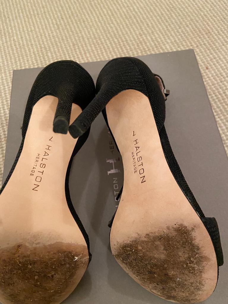 Halston Heritage Marley Embossed Black Sandals