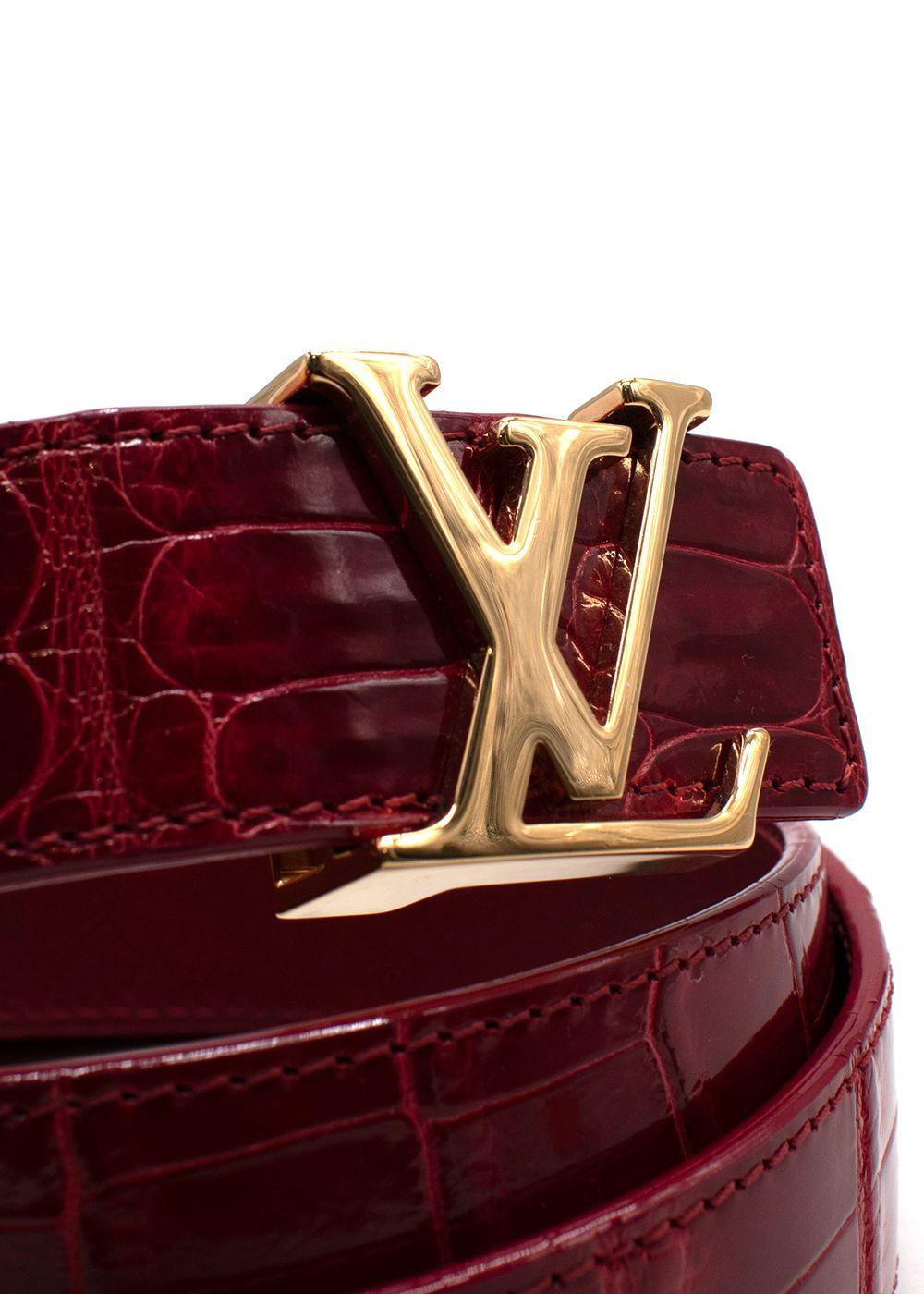 Louis Vuitton Fuchsia Crocodile Heritage Belt with Gold Hardware
