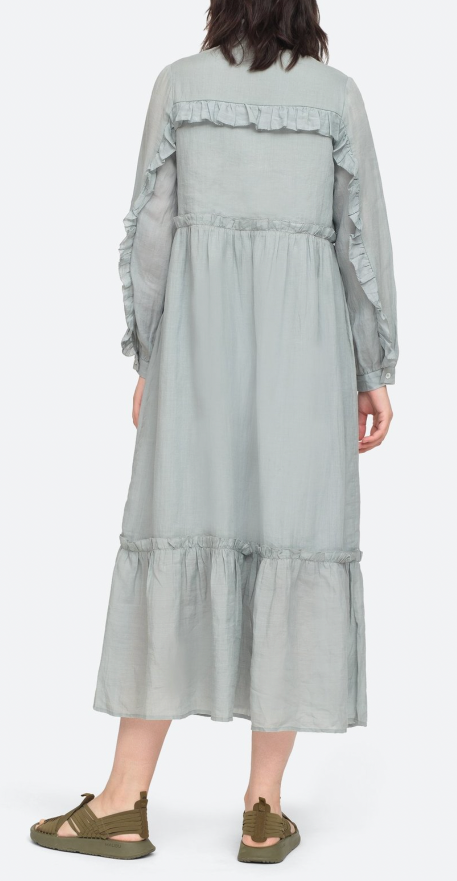 Sea New York Ruffled Sage Green Midi Dress