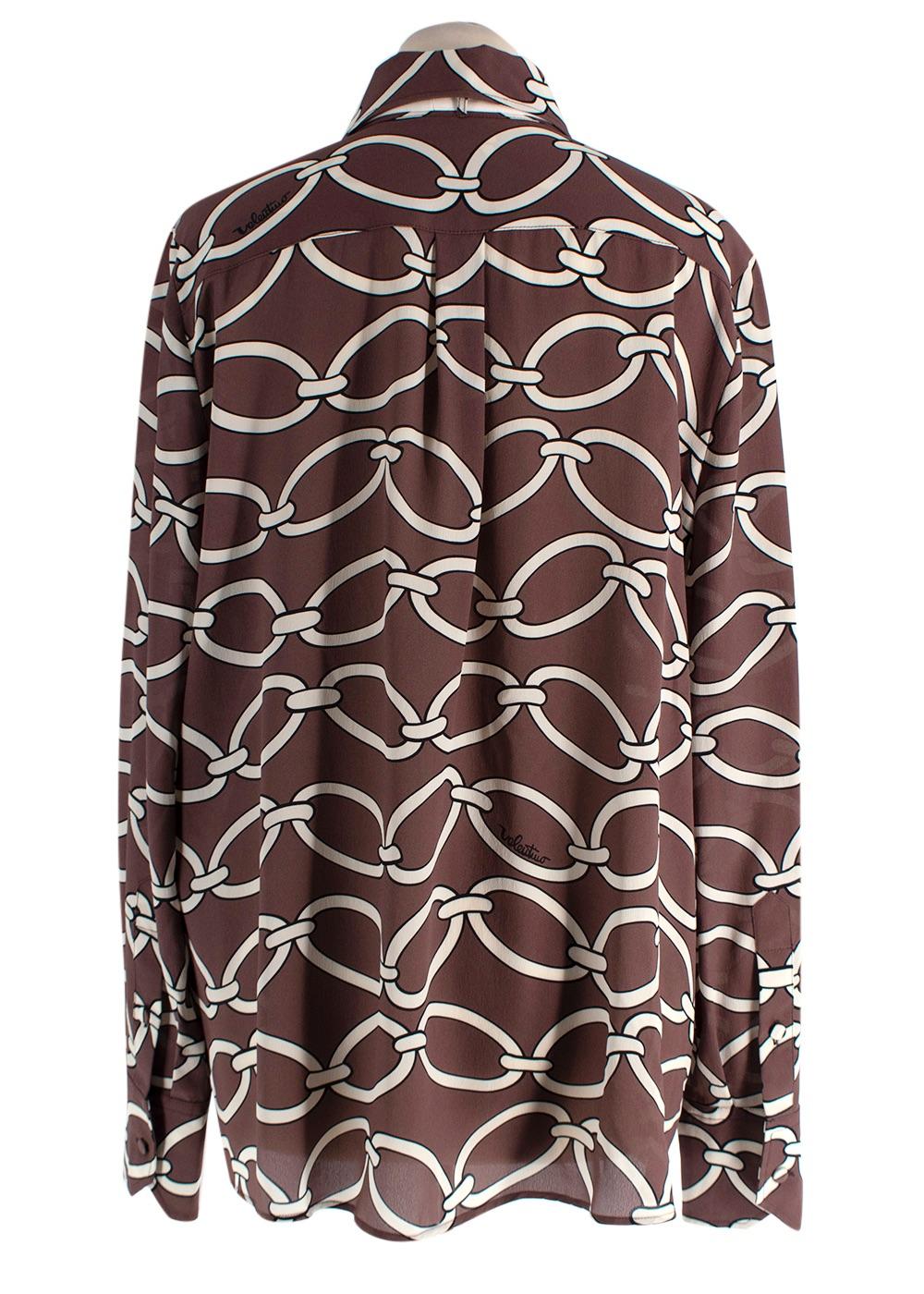 Valentino Brown Chain Print Silk Shirt