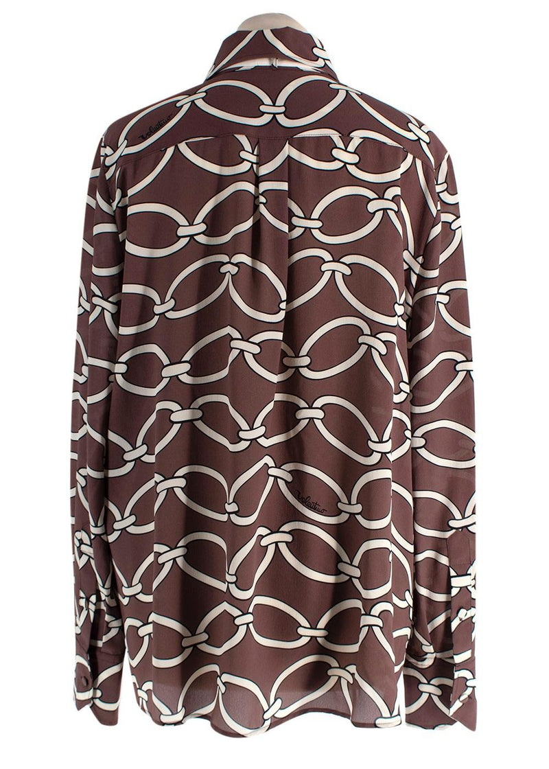 Valentino Brown Chain Print Silk Shirt