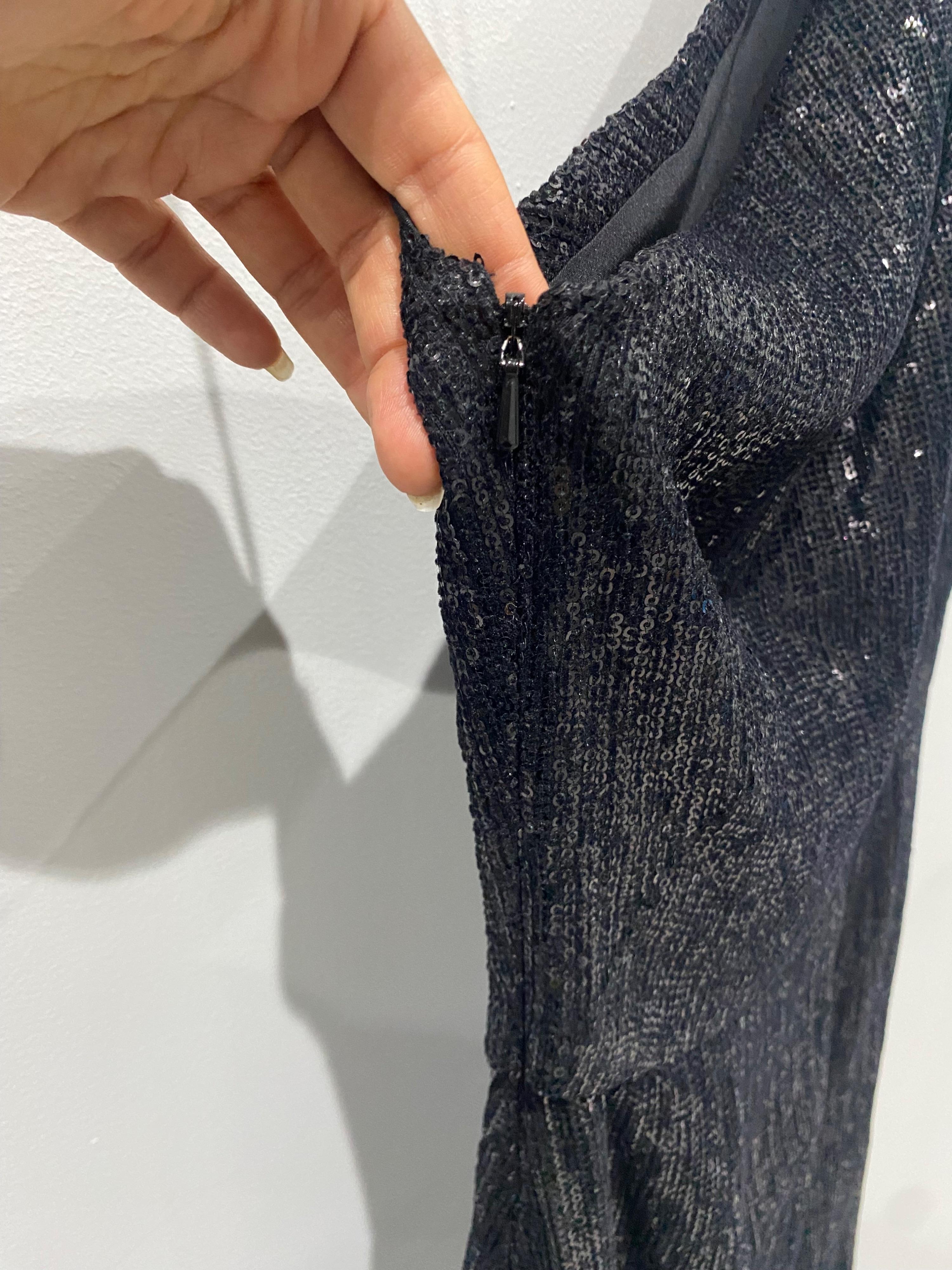 Haney Black Sequin One Shoulder Gown